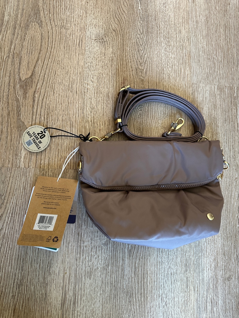 NWT Pacsafe CitySafe CX Taupe Crossbody Travel Bag